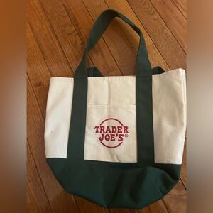 Trader Joe’s mini canvas tote green perfect condition
